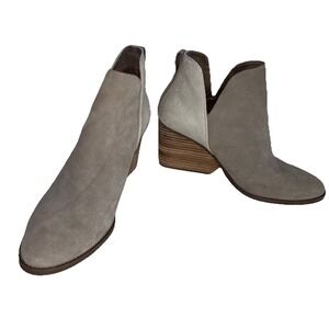 Taupe Suede TOMS Wear Good Leather Ankle‎ Boots Glitter Heel Size 8.5
